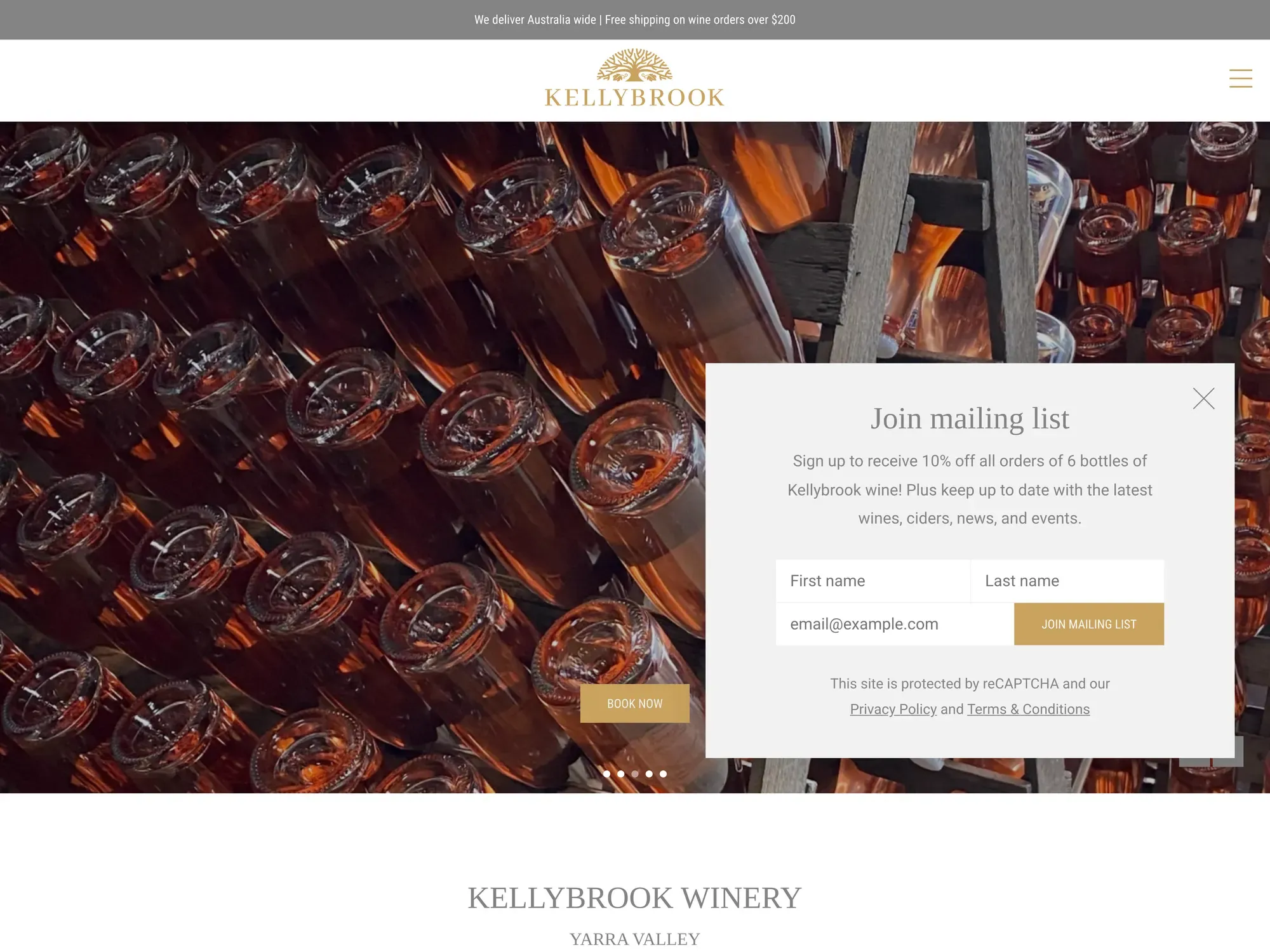 The Kellybrook Winery homepage